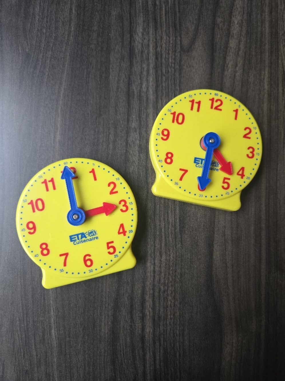 Set of 2 big time classroom clock telling time kit, ETA Cuisenaire now hand2mind